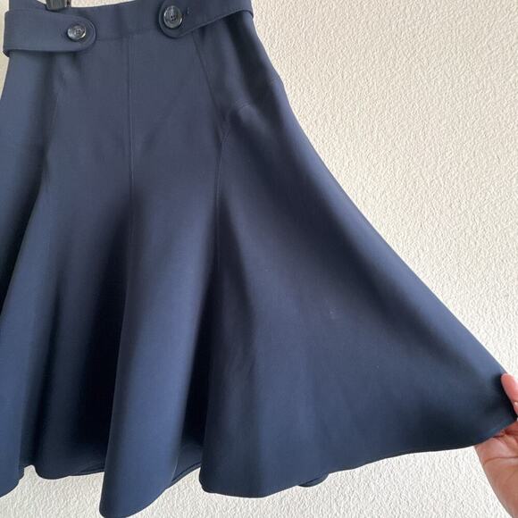 Karen Millen Navy Blue A-Line Flared Skirt US 6 | Button Waist Detail | Elegant - Picture 6 of 13
